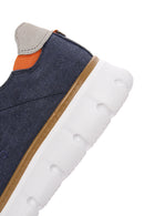 Men's Navy Blue Lace-Up Thick Sole Fabric Sneaker | Derimod Men's Navy Blue Lace-Up Thick Sole Fabric Sneaker | Derimod