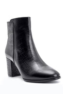 Women's Heeled Crocodile Patterned Leather Boots | Derimod Women's Heeled Crocodile Patterned Leather Boots | Derimod