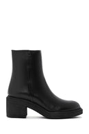 Women's Black Leather Zippered Boots | Derimod Women's Black Leather Zippered Boots | Derimod