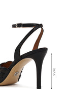 Woman Black Ankle Buckle Rhinestone Thin High Heel Leather Sandal | Derimod Woman Black Ankle Buckle Rhinestone Thin High Heel Leather Sandal | Derimod