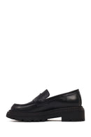 Women's Black Thick-Soled Leather Masculine Loafer | Derimod Women's Black Thick-Soled Leather Masculine Loafer | Derimod