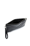 Women's Black Chain Strap Patterned Clutch Bag | Derimod Women's Black Chain Strap Patterned Clutch Bag | Derimod