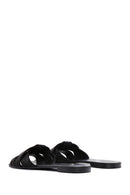 Women's Black Stone Slippers | Derimod Women's Black Stone Slippers | Derimod