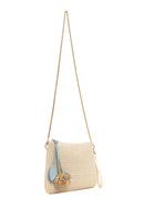 Woman Light Beige Wicker Clutch Bag with Long Chain Strap | Derimod Woman Light Beige Wicker Clutch Bag with Long Chain Strap | Derimod