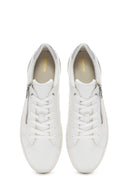 Geox Women's White Blomiee Lace-Up Leather Sneaker | Derimod Geox Women's White Blomiee Lace-Up Leather Sneaker | Derimod