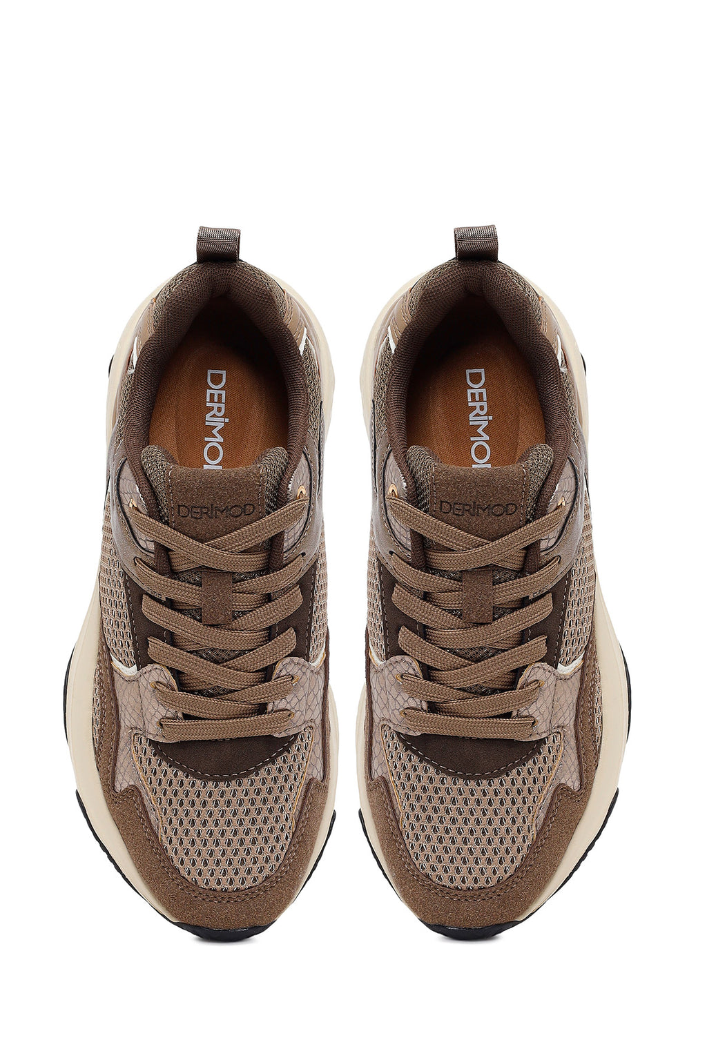 Kadın Bronz Bağcıklı Kalın Tabanlı Sneaker