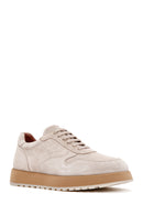 Men's Beige Lace-up Suede Leather Casual Sneaker | Derimod Men's Beige Lace-up Suede Leather Casual Sneaker | Derimod