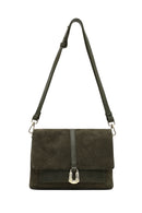 Woman Green Long-Strap Suede Crossbody Bag | Derimod Woman Green Long-Strap Suede Crossbody Bag | Derimod