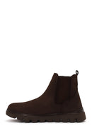 Male Brown Thick-Soled Nubuck Leather Chelsea Boots | Derimod Male Brown Thick-Soled Nubuck Leather Chelsea Boots | Derimod