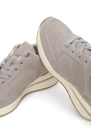 Woman Gray Lace-Up Wedge Heel Suede Shoes | Derimod Woman Gray Lace-Up Wedge Heel Suede Shoes | Derimod