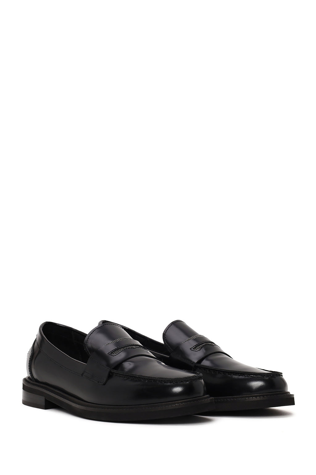 Kadın Siyah Deri Maskülen Loafer