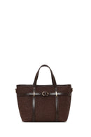 Woman Brown Mini Straw Shoulder Bag with Long Strap | Derimod Woman Brown Mini Straw Shoulder Bag with Long Strap | Derimod