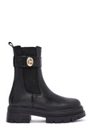 Women's Black Buckle Detailed Leather Chelsea Boots | Derimod Women's Black Buckle Detailed Leather Chelsea Boots | Derimod