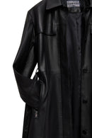 Betina Women's Black Shirt Collar Leather Overcoat | Derimod Betina Women's Black Shirt Collar Leather Overcoat | Derimod