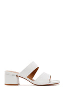 Women's White Short Thick Heeled Slippers | Derimod Women's White Short Thick Heeled Slippers | Derimod