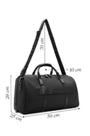 Men's Black Printed Leather Travel Bag | Derimod Men's Black Printed Leather Travel Bag | Derimod
