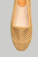 Suede Perforated Mango Women's Leather Ballerinas | Derimod Suede Perforated Mango Women's Leather Ballerinas | Derimod