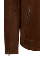 Howard Male Brown Slim-Fit Suede Leather Jacket | Derimod Howard Male Brown Slim-Fit Suede Leather Jacket | Derimod