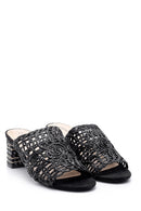 Women's Straw Look Heeled Slippers | Derimod Women's Straw Look Heeled Slippers | Derimod