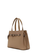 Woman Dark Beige Long-Strap Patterned Shoulder Bag | Derimod Woman Dark Beige Long-Strap Patterned Shoulder Bag | Derimod