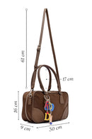 Women's Brown Long Strap Accessory Detailed Fabric Handbag | Derimod Women's Brown Long Strap Accessory Detailed Fabric Handbag | Derimod