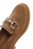 Kadın Taba Taşlı Süet Deri Maskülen Loafer | Derimod Kadın Taba Taşlı Süet Deri Maskülen Loafer | Derimod