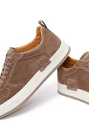 Erkek Vizon Bağcıklı Kalın Tabanlı Süet Deri Sneaker | Derimod Erkek Vizon Bağcıklı Kalın Tabanlı Süet Deri Sneaker | Derimod