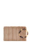 Women's Beige Chain Strap Plush Clutch Bag | Derimod Women's Beige Chain Strap Plush Clutch Bag | Derimod