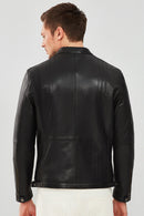 Demar Erkek Siyah Slim-Fit Deri Ceket | Derimod Demar Erkek Siyah Slim-Fit Deri Ceket | Derimod