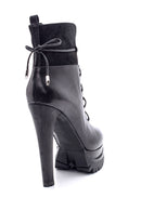 Women's Suede Detailed Heeled Leather Boots | Derimod Women's Suede Detailed Heeled Leather Boots | Derimod