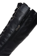 Women's Black Leather Zippered Thick Soled Boots | Derimod Women's Black Leather Zippered Thick Soled Boots | Derimod