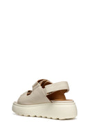 Geox Kadın Krem D Spherica Ec4.1 S A - Nappa Bantlı Deri Sandalet | Derimod Geox Kadın Krem D Spherica Ec4.1 S A - Nappa Bantlı Deri Sandalet | Derimod