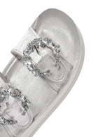 Women's Transparent Double Buckle Stone-Embellished Slippers | Derimod Women's Transparent Double Buckle Stone-Embellished Slippers | Derimod