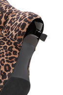 Women's Leopard Thin Low Heel Suede Leather Boots | Derimod Women's Leopard Thin Low Heel Suede Leather Boots | Derimod