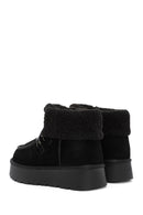 Women's Black Thick-Soled Fur Suede Leather Boots | Derimod Women's Black Thick-Soled Fur Suede Leather Boots | Derimod