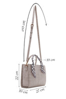 Women's Mink Long Strap Crocodile Patterned Handbag with Accessory Detail | Derimod Women's Mink Long Strap Crocodile Patterned Handbag with Accessory Detail | Derimod