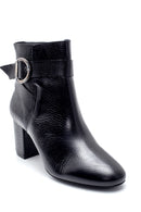 Women's Leather Buckle Detailed Heeled Boots | Derimod Women's Leather Buckle Detailed Heeled Boots | Derimod