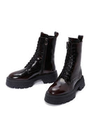 Women's Claret Red Zippered Leather Boots | Derimod Women's Claret Red Zippered Leather Boots | Derimod