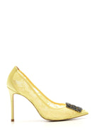 Kadın Taş Detaylı Dantel Deri Stiletto | Derimod Kadın Taş Detaylı Dantel Deri Stiletto | Derimod