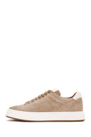 Men's Beige Lace-up Suede Leather Sneaker | Derimod Men's Beige Lace-up Suede Leather Sneaker | Derimod