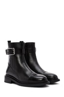 Women's Black Zippered Leather Boots | Derimod Women's Black Zippered Leather Boots | Derimod