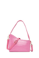 Women's Pink Long Strap Crocodile Patterned Shoulder Bag | Derimod Women's Pink Long Strap Crocodile Patterned Shoulder Bag | Derimod