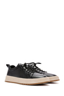 Erkek Siyah Bağcıklı Deri Sneaker | Derimod Erkek Siyah Bağcıklı Deri Sneaker | Derimod