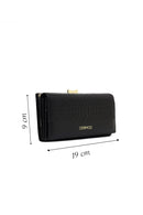 Women's Black Crocodile Patterned Wallet | Derimod Women's Black Crocodile Patterned Wallet | Derimod