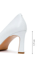 Woman White Thick-Heeled Leather Stiletto | Derimod Woman White Thick-Heeled Leather Stiletto | Derimod