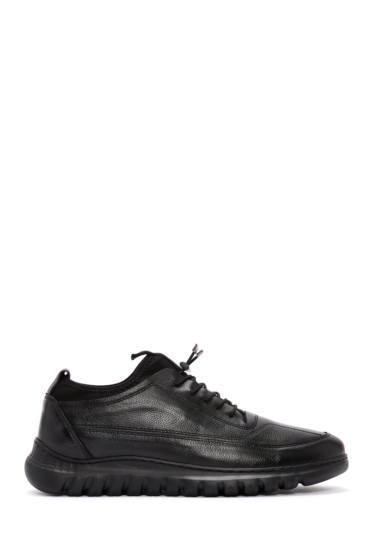 Erkek Siyah Bağcıklı Deri Casual Sneaker 24SFD6820FT | Derimod