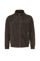 Marcelo Men's Brown Mandarin Collar Suede Leather Jacket | Derimod Marcelo Men's Brown Mandarin Collar Suede Leather Jacket | Derimod