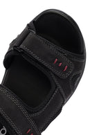 Erkek Siyah Nubuk Deri Sandalet | Derimod Erkek Siyah Nubuk Deri Sandalet | Derimod