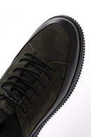Erkek Haki Bağcıklı Nubuk Deri Casual Sneaker | Derimod Erkek Haki Bağcıklı Nubuk Deri Casual Sneaker | Derimod