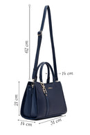 Woman Navy Long-Strap Classic Shoulder Bag | Derimod Woman Navy Long-Strap Classic Shoulder Bag | Derimod